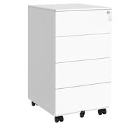 SONGMICS Caisson de Bureau, Métallique, Verrouillable, 4 Tiroirs | Meuble de Bureau, Casier sur Roulettes, pour Imprimante, Prémonté, 45 x 39 x 69 cm, Blanc Mat, Collection BEREND OFC064W14