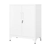 SONGMICS Caisson de Bureau, Placard Polyvalent, Armoire de Bureau à 2 Portes, Verrouillable, en Acier, pour Salon, Blanc Mat OMC013W01
