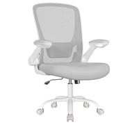 SONGMICS Chaise Bureau Ergonomique en Toile, Support Lombaire Rembourré | Fauteuil, Assise Large de 53 cm, Mécanisme à Bascule, Accoudoirs Rabattables, Gris Clair, Collection KIME OBN037G02