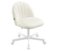 SONGMICS Chaise de Bureau, Chaise Coiffeuse en Tissu Peluche, Fauteuil avec Rembourrage en Mousse, Hauteur Réglable, pour Bureau, Chambre, Dressing, Blanc Crème OBG027WD01