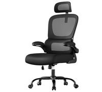 SONGMICS Chaise de Bureau, Chaise Ergonomique, avec Tissu en Maille Respirant à Double Couche, Soutien Lombaire Adaptatif, Appui-Tête Réglable, pour Bureau à Domicile, Noir d’Encre OBN041B01