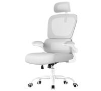 SONGMICS Chaise de Bureau, Chaise Ergonomique, avec Tissu en Maille Respirant à Double Couche, Soutien Lombaire Adaptatif, Appui-Tête Réglable, pour Bureau à Domicile, Gris Tourterelle OBN041G01