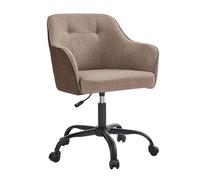 SONGMICS Chaise de Bureau Ergonomique, Fauteuil Pivotant en Velours Côtelé | Chaise de Coiffeuse Réglable en Hauteur, 60,8 x 58 x (86-96) cm, Chambre, Marron camel, Collection Tyra OBG019K01