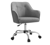 SONGMICS Chaise de Bureau, Ergonomique, Pivotant, Réglable en Hauteur, Capacité 110 kg, Tissu en Coton-Lin Respirant, Gris