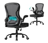 SONGMICS Chaise de Bureau Ergonomique Pivotante, en Maille, Fauteuil de Bureau, Soutien Lombaire, Fonction Basculante, Accoudoirs Rabattables, pour Chambre, Noir d'encre OBN042BH02