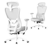 SONGMICS Chaise de Bureau Ergonomique, Supporte Jusqu’à 150 kg | Fauteuil de Bureau, Appui-Tête et Soutien Lombaire Réglables, Hauteur Réglable, Gris, Collection KIME OBN066GD01