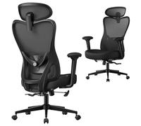 SONGMICS Chaise de Bureau Ergonomique, Supporte Jusqu’à 150 kg | Fauteuil de Bureau, Appui-Tête et Soutien Lombaire Réglables, Hauteur Réglable, Noir d'Encre, Collection KIME OBN066BH01