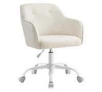 SONGMICS Chaise de Bureau, Fauteuil Ergonomique, Siège Pivotant, Réglable en Hauteur, Capacité 110 kg, Cadre en Acier, Tissu Peluche Respirant et PU, pour Bureau, Chambre, Beige Cappuccino OBG019W01