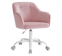 SONGMICS Chaise de Bureau, Fauteuil Ergonomique, Réglable en Hauteur | Siège Pivotant, Capacité 110 kg, Cadre en Acier, Tissu en Velours, Rose bonbon, Collection TYRA OBG019P02