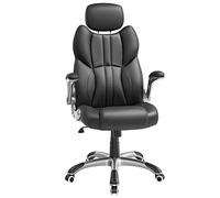 SONGMICS Chaise de Bureau, Fauteuil Gamer Ergonomique, Siège, Mécanisme à Bascule, Accoudoirs Pliables, roulettes Pivotantes, Hauteur Réglable, Chaise E-Sport, Noir d'encre OBG65BK