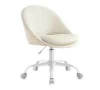 SONGMICS Chaise de Bureau, Fauteuil Pivotant avec Face Avant en Velours, Siège Confort, Rembourrage en Mousse, Réglable en Hauteur, pour Bureau, Chambre, Blanc Crème OBG020WD01