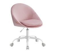 SONGMICS Chaise de Bureau, Fauteuil Pivotant en Tissu Coton-Lin, Siège Confort, Rembourrage en Mousse, Réglable en Hauteur, pour Bureau, Chambre, Rose Bonbon OBG020P01