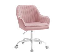 SONGMICS Chaise de Bureau, Fauteuil pivotant, Siège Ergonomique | Surface en Tissu Velours, Rembourrage en Mousse, Hauteur réglable, Rose bonbon, Collection TYRA OBG012R01