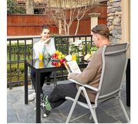 SONGMICS Chaise de Jardin Pliable, Lot de 2, Siège d’Extérieur, Cadre en Métal, Dossier Réglable sur 8 Positions, Capacité de Charge 150 kg, Gris GCB29GY