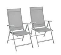SONGMICS Chaise de Jardin Pliable, Lot de 2, Siège d’Extérieur, Cadre en Métal, Dossier Réglable sur 8 Positions, Capacité de Charge 150 kg, Gris GCB29GY