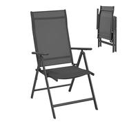 SONGMICS Chaise de Jardin Pliable, Siège d’Extérieur, Cadre en Métal, Dossier Réglable sur 8 Positions, Capacité de Charge 150 kg, Noir GCB02BK