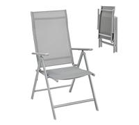 SONGMICS Chaise de Jardin Pliable, Siège d’Extérieur, Cadre en Métal, Dossier Réglable sur 8 Positions, Capacité de Charge 150 kg, Gris GCB02GY