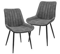 SONGMICS Chaise de Salle à Manger, Lot de 2, Fauteuil, Siège rembourrée, avec Dossier, Tissu Imitation Daim, Pieds en métal, Charge 110 kg, pour Salle à Manger, Salon, Chambre, Gris LDC090G01