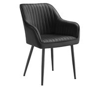 SONGMICS Chaise Salle à Manger, Lot de 2, Chaise de Cuisine, Fauteuil en Velours, Rembourrée, avec Accoudoirs, Charge Max. 120 kg, Pieds en Métal, Noir d'encre LDC087B12