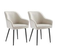 SONGMICS Chaise Salle à Manger, Lot de 4, Chaise de Cuisine, Fauteuil en Velours, avec Accoudoirs, Charge Max. 120 kg, Pieds en Métal, pour Salle à Manger, Beige Cappuccino et Noir d'encre LDC087W14