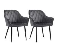 SONGMICS Chaise de Salle à Manger, Fauteuil, Siège rembourrée, avec accoudoirs, Largeur d’Assise 49 cm, Pieds en métal, revêtement en Velours, Charge 110 kg, pour Salon, Chambre, Gris LDC087G01