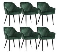 SONGMICS Chaise Salle à Manger, Lot de 6, Fauteuil en Velours, Rembourrée | Rembourrée, Pieds en Métal, Charge Max. 120 kg, Vert et Noir, Collection TYRA