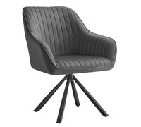 SONGMICS Chaise Salle à Manger, Fauteuil Pivotant, Velours, Rembourrée avec Accoudoirs, Charge 120 Kg, Pieds Acier, pour Salle à Manger, Cuisine, Gris et Noir d'encre KDC161G01