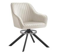 SONGMICS Chaise Salle à Manger Rembourrée, Charge 120 kg, Pivotante, Velours, avec Accoudoirs, Pieds en Acier, pour Cuisine, Beige Cappuccino et Noir d'encre KDC161LH01V1