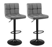 SONGMICS Chaises de Bar, Lot de 2, Tabourets Hauts, Hauteur Réglable | Revêtement en velours, Rotatif sur 360°, avec Dossier et Repose-pieds, Pied en métal, Gris, Collection MONNI LJB014G01