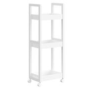 SONGMICS Chariot de Salle de Bain, Étagère Mince de Salle de Bains, Chariot de Rangement à 3 Niveaux sur roulettes, Bambou, Gain de Place, 20 x 30 x 80 cm, Blanc BCB083W01