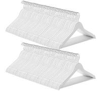 SONGMICS Cintre Bois, Lot de 100, avec Encoches Antiglisse, Barre Antidérapante pour Pantalons, Crochet Pivotant à 360°, pour Costumes, Chemises, Manteaux, Blanc CRW03W-100