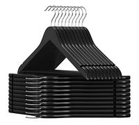 SONGMICS Cintre Bois, Lot de 20, avec Encoches Antiglisse, Barre Antiglisse pour Pantalons, Crochet Pivotant 360°, pour Costumes, Chemises, Manteaux, Noir et Argent CRW02B-20