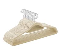 SONGMICS Cintre en Velours, Lot de 20, Antiglisse, Barre à Cravate, Crochet Pivotant 360°, Épaisseur 0,6 cm, Longueur 43,5 cm, pour Manteau, Robe, Pantalon, Beige et Argent CRF020M20