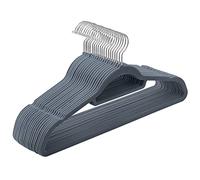 SONGMICS Cintre en Velours, Lot de 20, Antiglisse, Barre à Cravate, Crochet Pivotant 360°, Épaisseur 0,6 cm, Longueur 43,5 cm, pour Manteau, Robe, Pantalon, Gris Clair et Argent CRF20VX