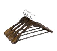 SONGMICS Cintres de Costumes, Lot de 6, Cintres profilés en Bois massif avec Épaules extra larges, Antidérapants, Brun foncé CRSH06V