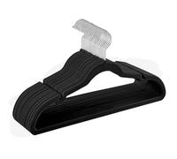 SONGMICS Cintres en Velours, Lot de 20, Antiglisse, avec Encoches, Barre pour Pantalons, Crochet Pivotant à 360°, Gain de Place, Épaisseur 0,6 cm, Longueur de 43 cm, Noir CRF029B02