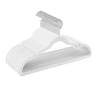 SONGMICS Cintres en Velours, Lot de 30, Antiglisse, avec Encoches, Barre pour Pantalons, Crochet Pivotant à 360°, Gain de Place, Épaisseur 0,6 cm, Longueur de 43 cm, Blanc CRF029W03