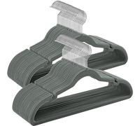 SONGMICS Cintres en Velours, Lot de 50, Antiglisse, avec Encoches, Barre pour Pantalons, Crochet Pivotant à 360°, Gain de Place, Épaisseur 0,6 cm, Longueur de 43 cm, Gris CRF029G05