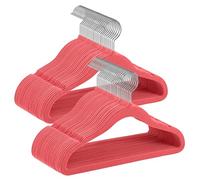 SONGMICS Cintres Enfants, Lot de 50, en Velours, Antiglisse, Gain de Place | Cintres pour Vêtements, avec Crochets Argentés Pivotants à 360°, Rouge Fraise, Collection BREANNA CRF027R05