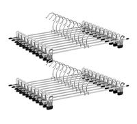 SONGMICS Cintres pour Pantalonen Métal, Lot de 20, avec 2 Pinces Amovibles, Longueur 40 cm, pour Jupe, Grande Capacité de Charge, Finition Chromée, Argent Métallique et Noir d'Encre CRI006-20