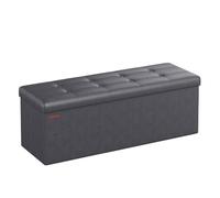SONGMICS Coffre de Rangement Pliable de 110 cm, Banc de Rangement, Repose-pieds, Table Basse, Siège Rembourré, PU, Capacité de Charge de 300 kg, Gris Foncé LSF070G01