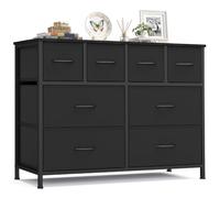 SONGMICS Commode avec 8 Tiroirs, Cadre en Acier, 98,7 x 30 x 74,7 cm | Meuble de Rangement, Tiroirs en Tissu, pour Chambre, Salon, Noir d'encre, Collection BELLAH LGS234B101