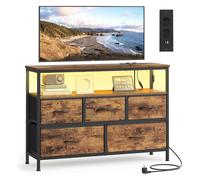 Songmics, Commode + buffet, Commode avec éclairage LED et station de recharge, 5 tiroirs (98.70 x 30 x 68.10 cm)