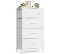 SONGMICS Commode Chambre, Meuble de Rangement, 5 Tiroirs, Cadre en Acier | Style moderne basique, Couloir, Entrée, Salon, Blanc Nuage, Collection BELLAH LGS431W101