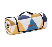 SONGMICS Couverture de Pique-Nique, 200 x 150 cm, Grand Tapis, pour Camping, Parc, Jardin, Extérieur, Plage, Hydrofuge, Pliable, Motif Triangle Jaune et Bleu GCM07S