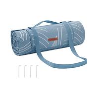 SONGMICS Couverture de Pique-Nique, 200 x 200 cm, avec 4 Piquets de Sol, Grand Tapis, pour Camping, Parc, Jardin, Plage, Hydrofuge, Lavable en Machine, Pliable, Motif Feuilles et Bleu Clair GCM010Q02