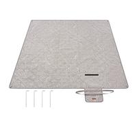 SONGMICS Couverture de Pique-Nique, 200 x 200 cm, avec 4 Piquets de Sol, Grand Tapis, pour Camping, Parc, Jardin, Plage, Hydrofuge, Lavable en Machine, Pliable, Motif Feuilles et Kaki GCM010B02