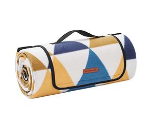 SONGMICS Couverture de Pique-Nique, 200 x 200 cm, Grand Tapis, pour Camping, Parc, Jardin, Extérieur, Plage, Hydrofuge, Pliable, Motif Triangle Jaune et Bleu GCM76S
