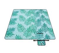 SONGMICS Couverture de Pique-Nique, 200 x 200 cm, Hydrofuge, Pliable | Grand Tapis, Lavable en Machine, pour Camping, Parc, Jardin, Plage, Motif Feuilles, Bleu glacier, Collection TOMMI GCM087Q01