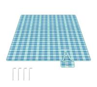 SONGMICS Couverture de Pique-Nique, 300 x 200 cm, 4 Piquets de Sol, Grand Tapis, pour Camping, Jardin, Plage, Extérieur, Hydrofuge, Pliable, Portable, Vert et Bleu GCM012Q03
